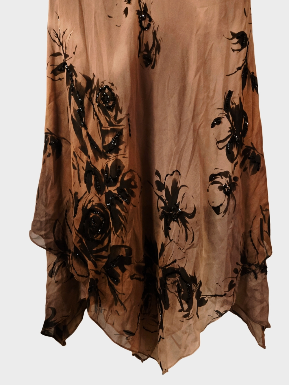 Vintage 90s Silk Floral V-Neck Midi Dress! - Picture 4 of 8